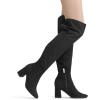 DREAM PAIRS Women’s Thigh High Over the Knee Fashion Chunky Heel Long Boots(Black/Suede)