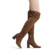 DREAM PAIRS Women’s Thigh High Over the Knee Fashion Chunky Heel Long Boots(Brown/Suede)