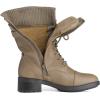 DREAM PAIRS Women’s Winter Lace up Mid Calf Combat Riding Military Boots(Khaki)