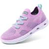 DREAM PAIRS Boys Girls Sneakers Kids Slip-on Quick Dry Lightweight Aqua Water Shoes(Purple/Green)