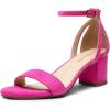 DREAM PAIRS Women’s Chunky Low Heels Open Round Toe Ankle Strap Block Heels Party Dress Wedding Sandals(Hot Pink)
