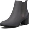 DREAM PAIRS Women’s Elastic Gore Chelsea Boots Chunky Block Heel Ankle Bootie(Grey)
