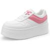 DREAM PAIRS Women’s Platform Casual Sneakers(White/Pink)