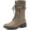 DREAM PAIRS Women’s Winter Lace up Mid Calf Combat Riding Military Boots(Khaki)