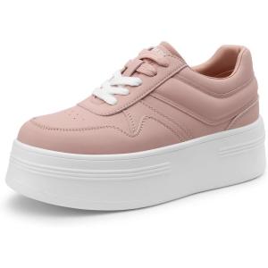 DREAM PAIRS Women’s Platform Casual Sneakers(Pink)