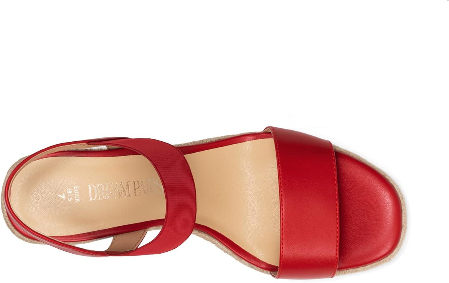 image:imageDREAM PAIRS Womens Open Toe Espadrilles Dressy Platform Sandals Slip on Elastic Ankle Strap Wedges SandalsRed