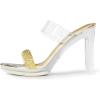 DREAM PAIRS Women’s Clear Two Strap Open Toe High Block Chunky Slip on Dress Heel Sandals(Gold-rhinestone)