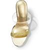 DREAM PAIRS Women’s Clear Two Strap Open Toe High Block Chunky Slip on Dress Heel Sandals(Gold-rhinestone)