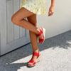 DREAM PAIRS Womens Open Toe Espadrilles Dressy Platform Sandals Slip on Elastic Ankle Strap Wedges Sandals(Red)