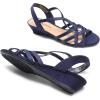 DREAM PAIRS Women’s Strappy Wrapped Dressy Wedge Sandals Comfortable Low Heel Casual Summer Shoes(Navy)