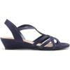 DREAM PAIRS Women’s Strappy Wrapped Dressy Wedge Sandals Comfortable Low Heel Casual Summer Shoes(Navy)