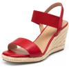 DREAM PAIRS Womens Open Toe Espadrilles Dressy Platform Sandals Slip on Elastic Ankle Strap Wedges Sandals(Red)