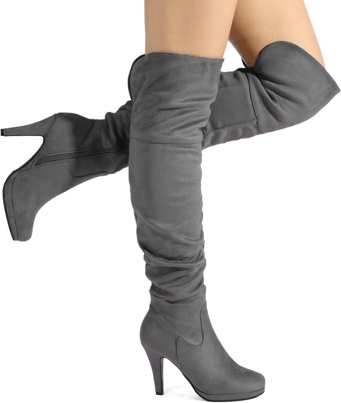 image:imageDREAM PAIRS Womens HIGHPLAT Black Chunky Thigh High Over The Knee High Heel BootsSarahilightgrey
