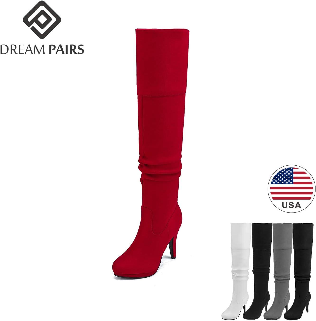 image:imageDREAM PAIRS Womens HIGHPLAT Black Chunky Thigh High Over The Knee High Heel BootsSarahiwhite
