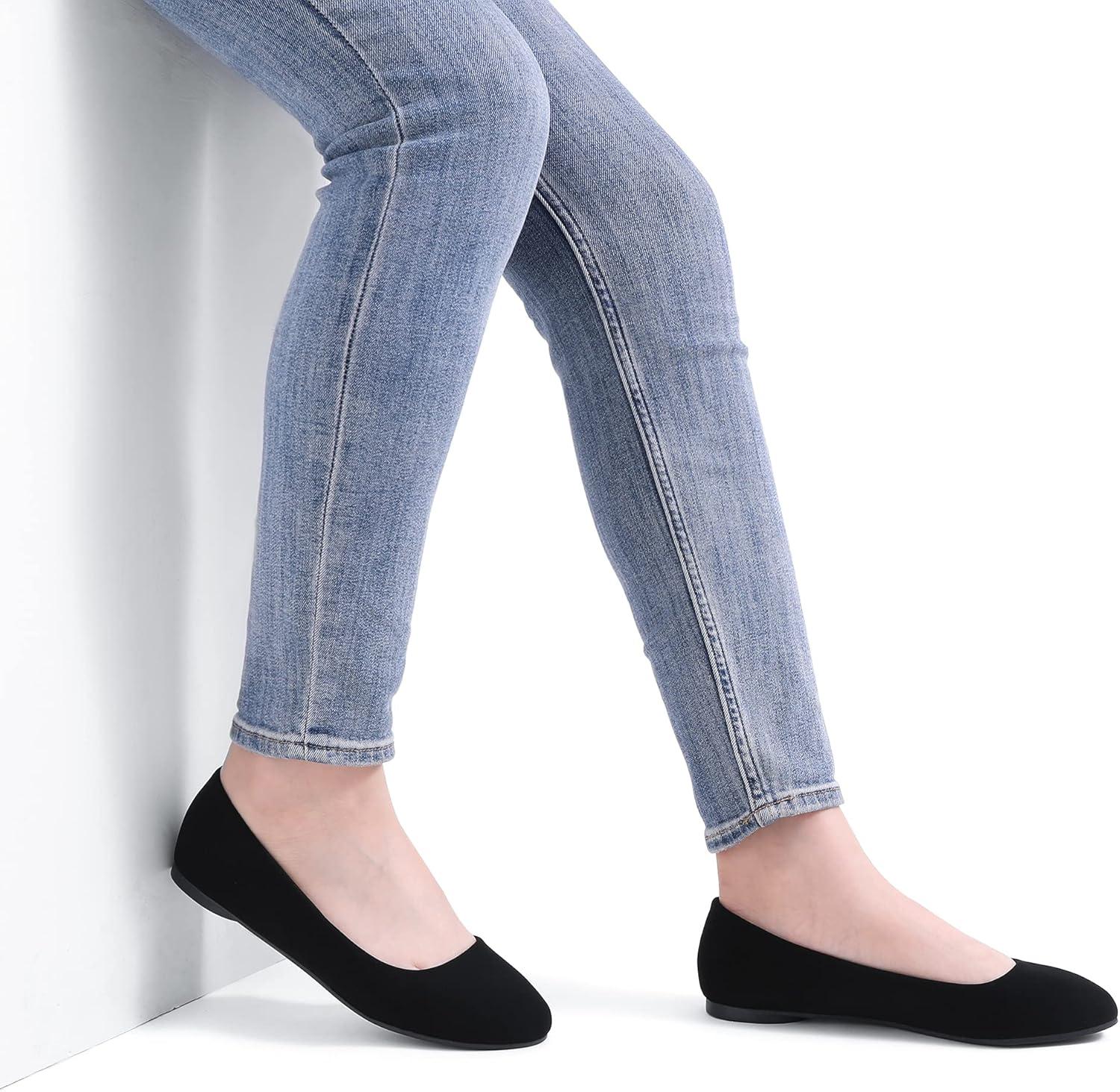 image:imageDREAM PAIRS Womens SoleSimple Wide Width Flats Ballerina Walking Flats Comfortable Slip on ShoesBlackNubuck