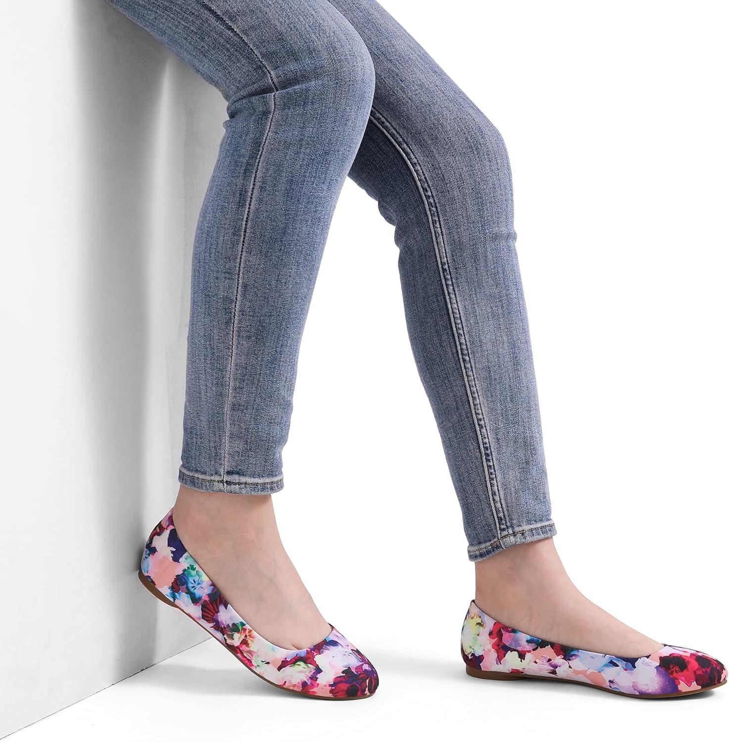 image:imageDREAM PAIRS Womens SoleSimple Wide Width Flats Ballerina Walking Flats Comfortable Slip on ShoesFloral