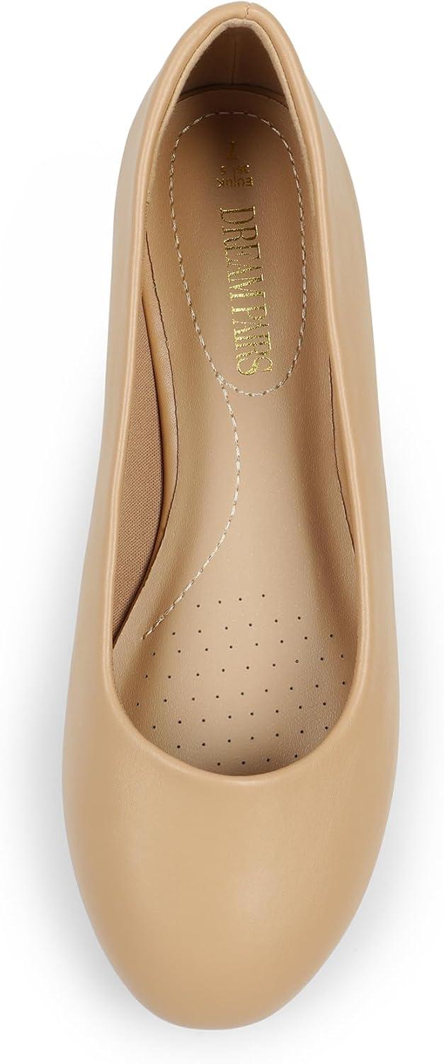 image:imageDREAM PAIRS Womens SoleSimple Wide Width Flats Ballerina Walking Flats Comfortable Slip on ShoesNudepu1