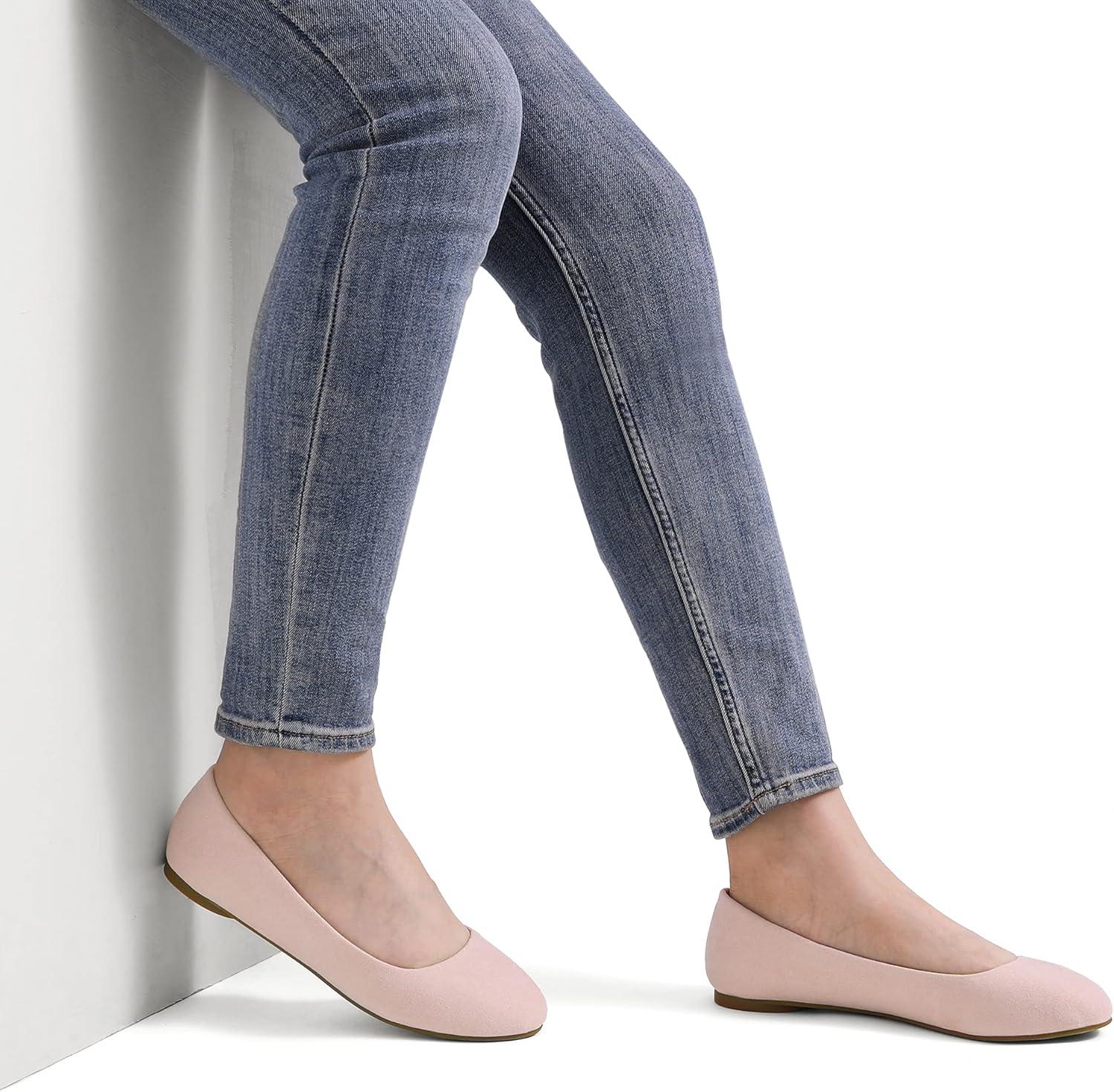 image:imageDREAM PAIRS Womens SoleSimple Wide Width Flats Ballerina Walking Flats Comfortable Slip on ShoesPink