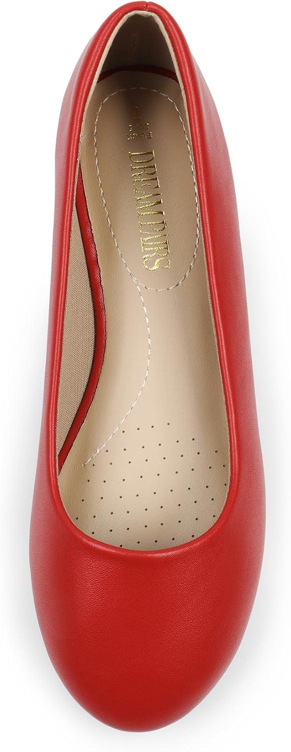 image:imageDREAM PAIRS Womens SoleSimple Wide Width Flats Ballerina Walking Flats Comfortable Slip on ShoesRedpu1