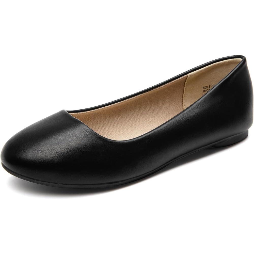 image:imageDREAM PAIRS Womens SoleSimple Wide Width Flats Ballerina Walking Flats Comfortable Slip on ShoesBlack