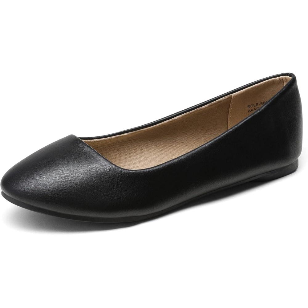 image:imageDREAM PAIRS Womens SoleSimple Wide Width Flats Ballerina Walking Flats Comfortable Slip on ShoesBlackPu