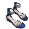 DREAM PAIRS Women’s Ankle Strap Flat Sandals Summer Dressy Strappy Gladiator Rhinestones Sandals(Navy)
