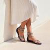 DREAM PAIRS Women’s Ankle Strap Flat Sandals Summer Dressy Strappy Gladiator Rhinestones Sandals(Navy)