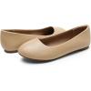 DREAM PAIRS Women’s Sole-Simple Wide Width Flats, Ballerina Walking Flats, Comfortable Slip on Shoes(Nude-pu-1)