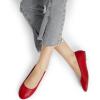 DREAM PAIRS Women’s Sole-Simple Wide Width Flats, Ballerina Walking Flats, Comfortable Slip on Shoes(Red-pu-1)