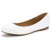 DREAM PAIRS Women’s Sole-Simple Wide Width Flats, Ballerina Walking Flats, Comfortable Slip on Shoes(White/Pu)