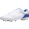 DREAM PAIRS Men‘s Firm Ground Soccer Cleats Soccer Shoes(White/Royal)