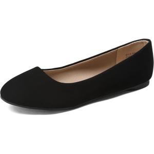DREAM PAIRS Women’s Sole-Simple Wide Width Flats, Ballerina Walking Flats, Comfortable Slip on Shoes(Black/Nubuck)
