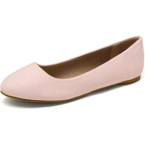 DREAM PAIRS Women’s Sole-Simple Wide Width Flats, Ballerina Walking Flats, Comfortable Slip on Shoes(Pink)