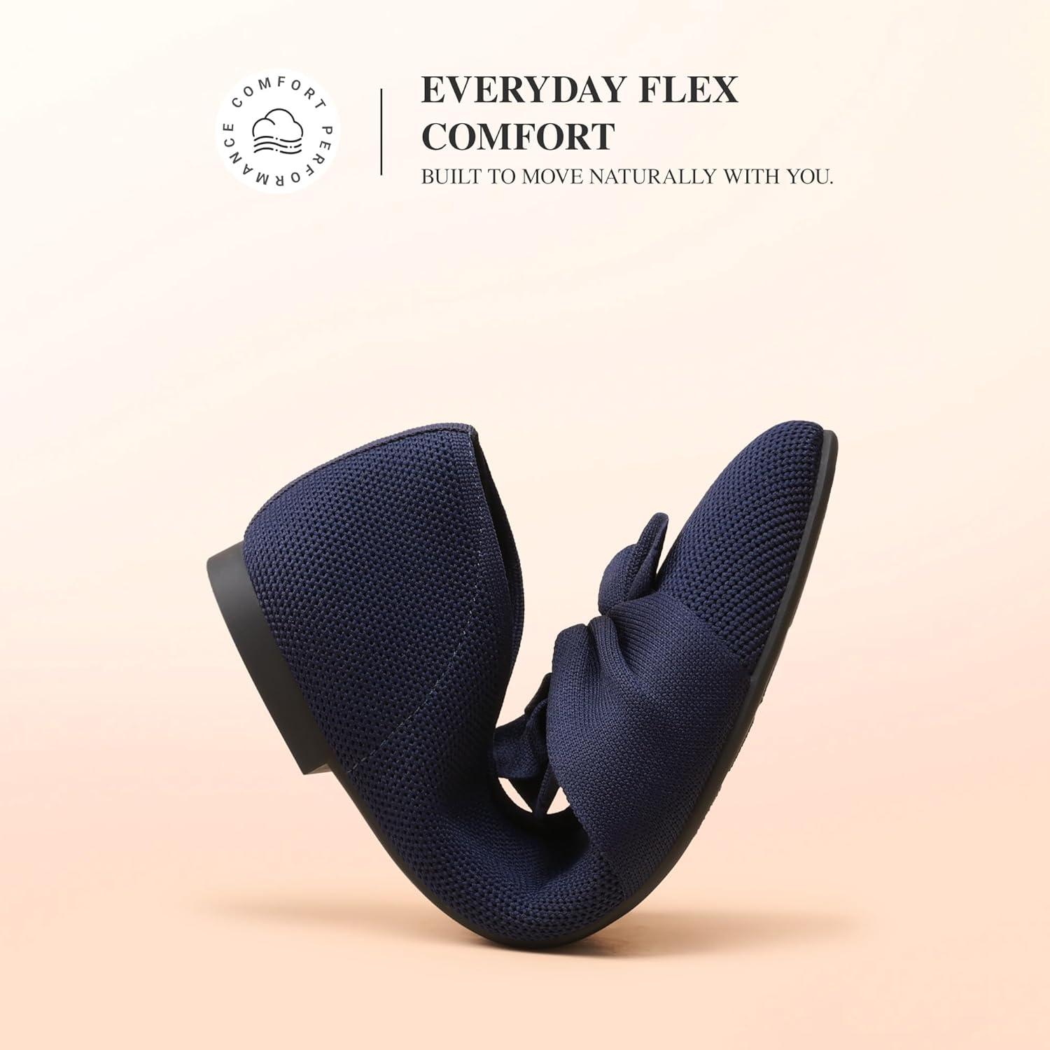 image:imageDREAM PAIRS Flats for Women Pointed Toe Foldable Knit Ballet Flats Comfortable SlipOn Dress Shoes Elegant Bow Flats for Work Office Business Casual TravelNavy