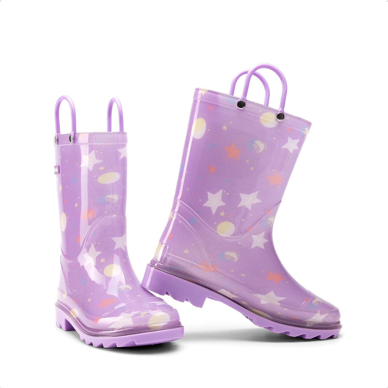 image:imageDREAM PAIRS Kids Rain Boots Cute Lightweight Waterproof with Pullon Handles for Girls amp Boys Toddler Outdoor PlayPurple
