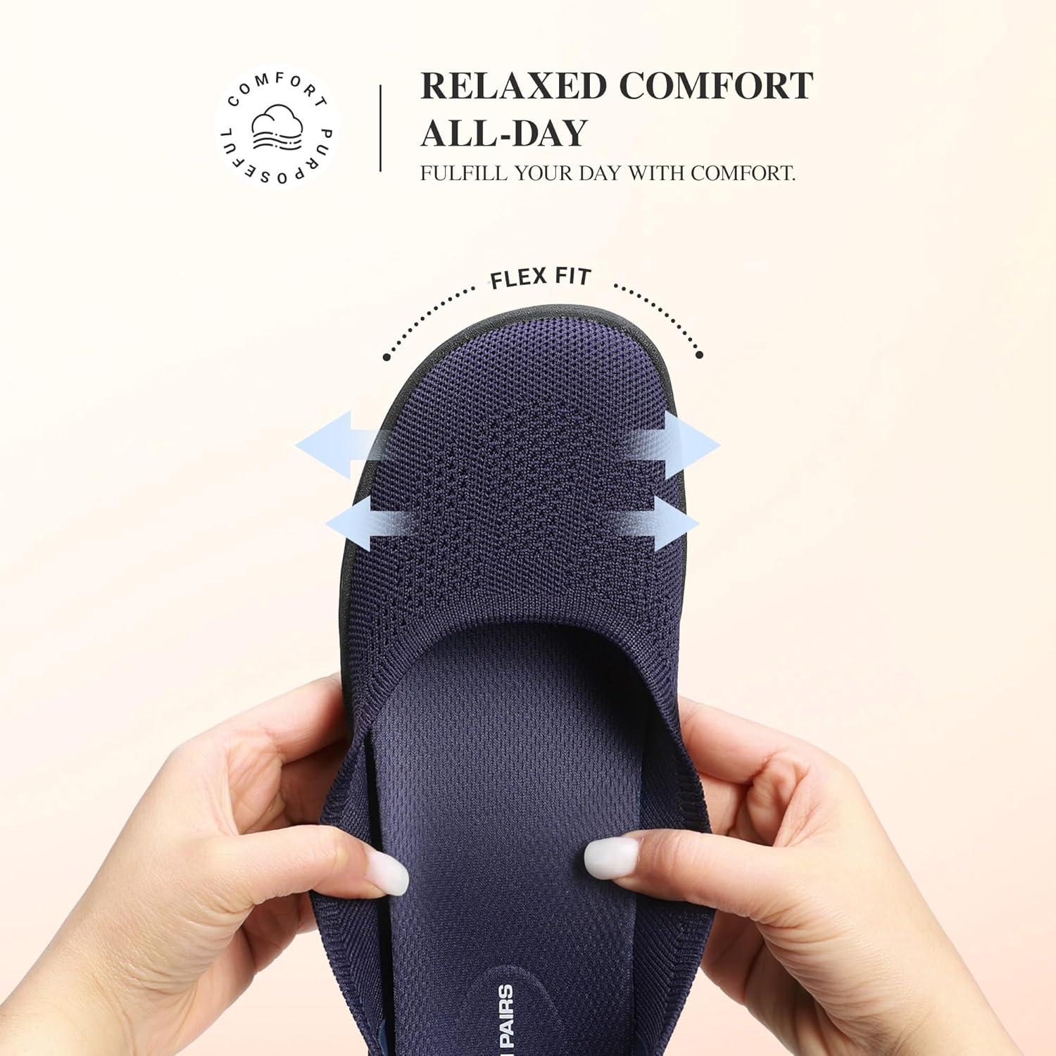 image:imageDREAM PAIRS Womens Ballet Flats Dressy Arch Support Wide Toe Box Knit Flats Comfortable Round Toe Slip On Travel Work Business Office Barefoot ShoesNavy