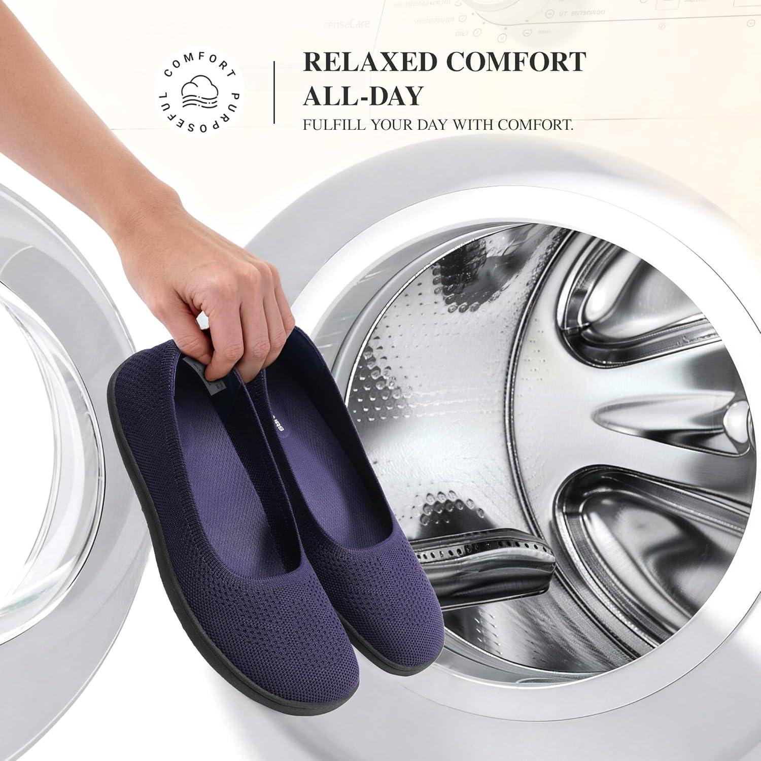 image:imageDREAM PAIRS Womens Ballet Flats Dressy Arch Support Wide Toe Box Knit Flats Comfortable Round Toe Slip On Travel Work Business Office Barefoot ShoesNavy
