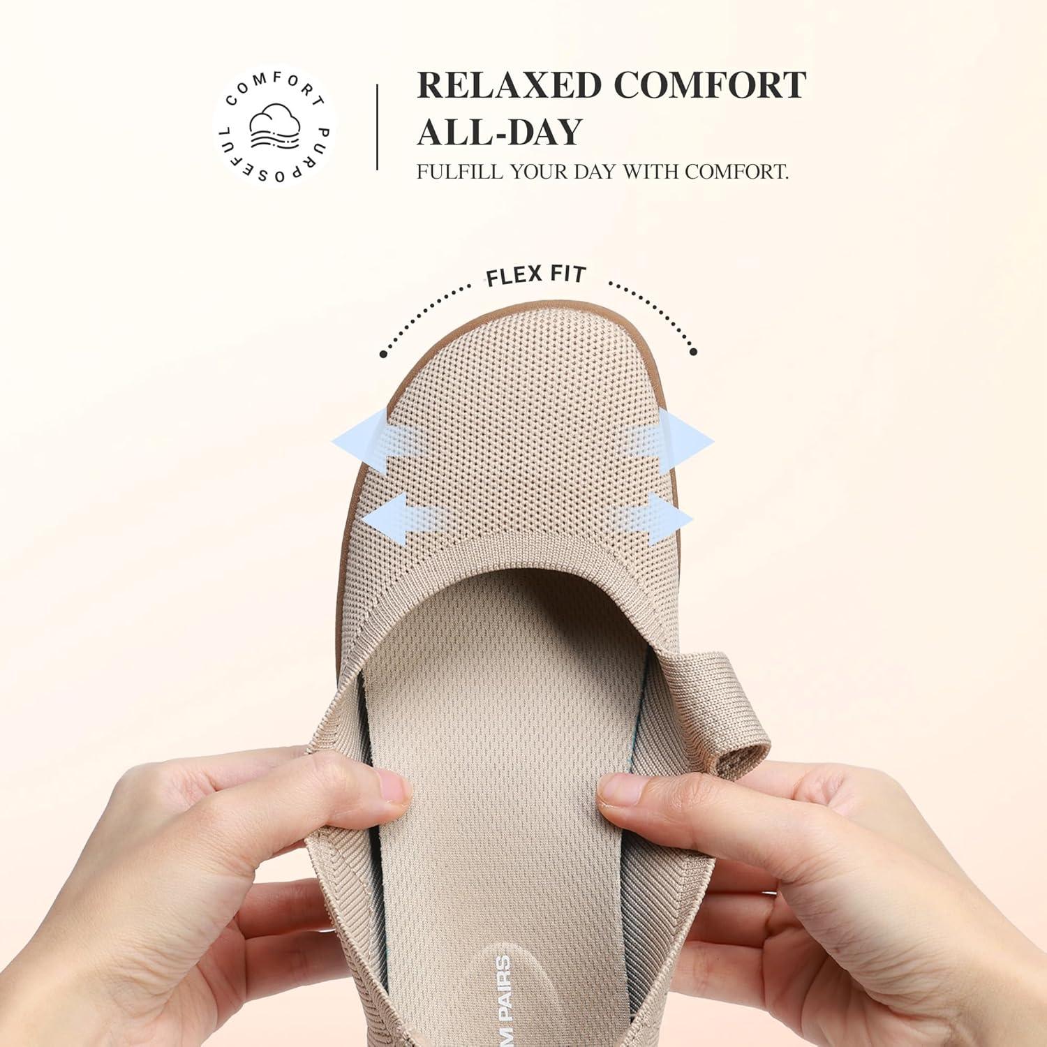image:imageDREAM PAIRS Womens Mary Jane Ballet Flats Barefoot Knit Wide Toe Box Arch Support Flat Shoes for Women Dressy Casual Office Business Work Travel WalkNude