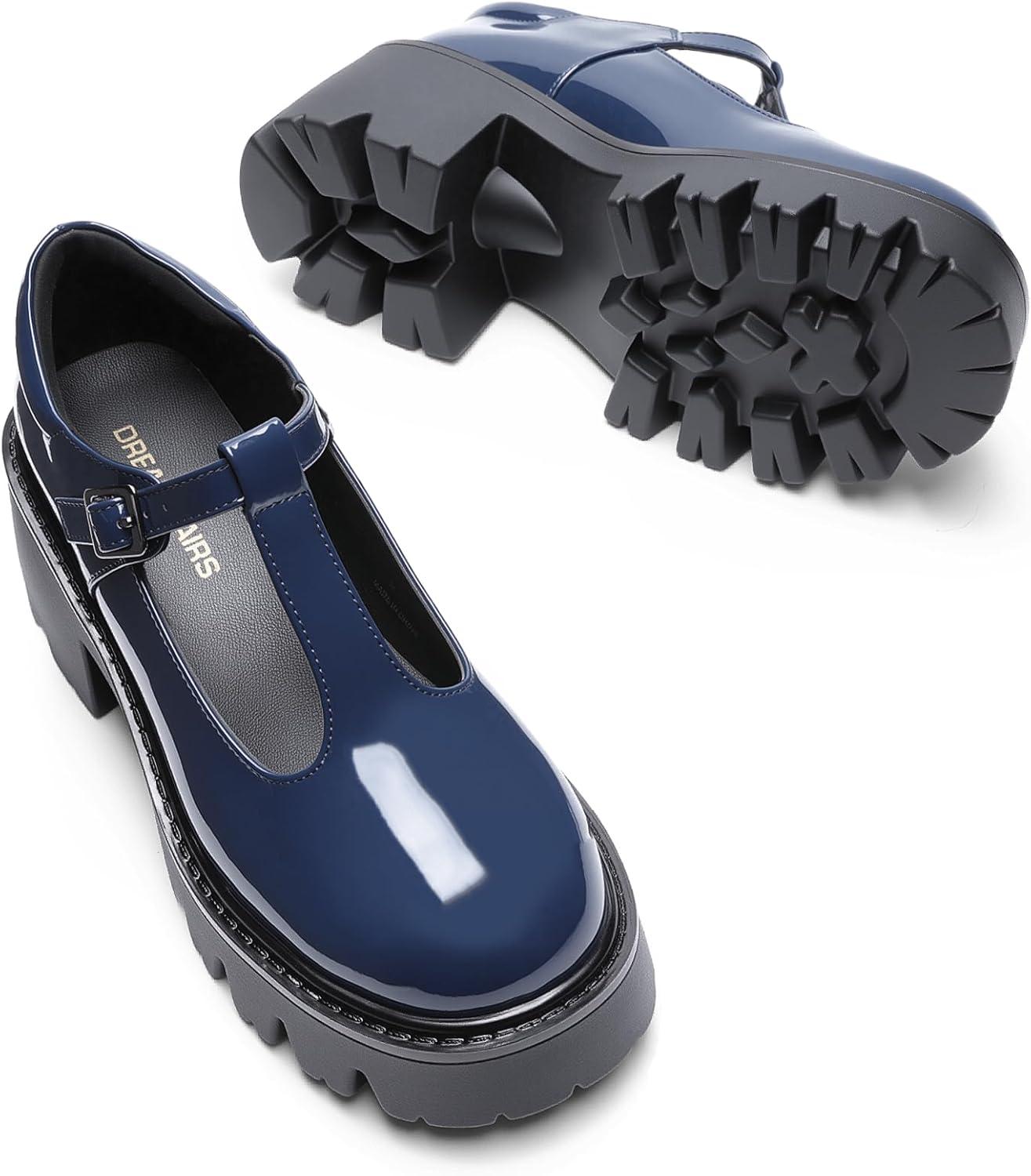 image:imageDREAM PAIRS Womens TStrap Mary Jane Shoes Low Platform Chunky Block Heels Closed Toe Work Pumps Comfortable Round Toe Dress Wedding Party ShoesNavy