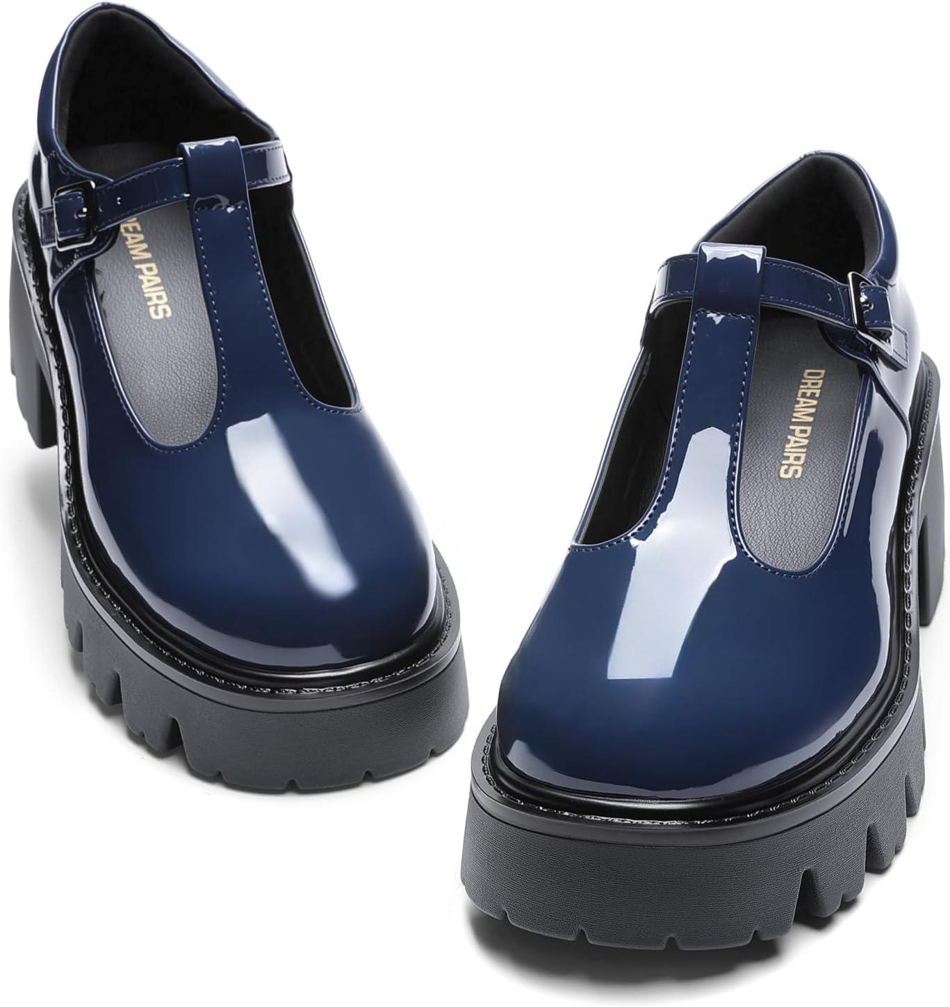 image:imageDREAM PAIRS Womens TStrap Mary Jane Shoes Low Platform Chunky Block Heels Closed Toe Work Pumps Comfortable Round Toe Dress Wedding Party ShoesNavy