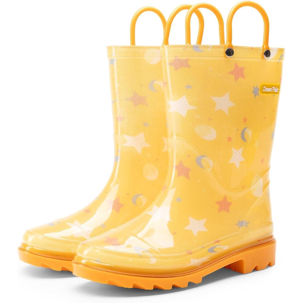 image:imageDREAM PAIRS Kids Rain Boots Cute Lightweight Waterproof with Pullon Handles for Girls amp Boys Toddler Outdoor PlayOrange