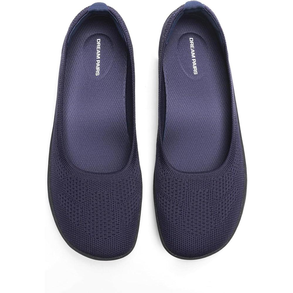 image:imageDREAM PAIRS Womens Ballet Flats Dressy Arch Support Wide Toe Box Knit Flats Comfortable Round Toe Slip On Travel Work Business Office Barefoot ShoesNavy