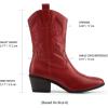 DREAM PAIRS Cowboy Boots for Women, Mid Calf Cowgirl Boots with Embroidery Round Toe Western Chunky Low Heel Shoes(Red)
