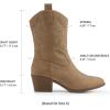 DREAM PAIRS Cowboy Boots for Women, Mid Calf Cowgirl Boots with Embroidery Round Toe Western Chunky Low Heel Shoes(Tan)