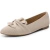 DREAM PAIRS Flats for Women Pointed Toe Foldable Knit Ballet Flats Comfortable Slip-On Dress Shoes Elegant Bow Flats for Work Office Business Casual Travel(Nude)