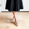 DREAM PAIRS Flats for Women Pointed Toe Foldable Knit Ballet Flats Comfortable Slip-On Dress Shoes Elegant Bow Flats for Work Office Business Casual Travel(Nude)