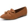 DREAM PAIRS Flats for Women Pointed Toe Foldable Knit Ballet Flats Comfortable Slip-On Dress Shoes Elegant Bow Flats for Work Office Business Casual Travel(Brown)