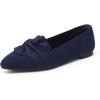 DREAM PAIRS Flats for Women Pointed Toe Foldable Knit Ballet Flats Comfortable Slip-On Dress Shoes Elegant Bow Flats for Work Office Business Casual Travel(Navy)