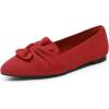 DREAM PAIRS Flats for Women Pointed Toe Foldable Knit Ballet Flats Comfortable Slip-On Dress Shoes Elegant Bow Flats for Work Office Business Casual Travel(Red)