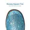 DREAM PAIRS Girls Cowgirl Boots Glitter Toddler Cowboy Boots Child Mid Calf Riding Shoes Party Birthday Dress Up for Toddler/Little/Big Kid(Blue)